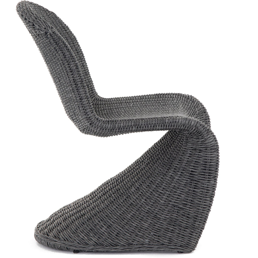 PORTIA INDOOR - OUTDOOR WICKER DINING CHAIR: VINTAGE COAL