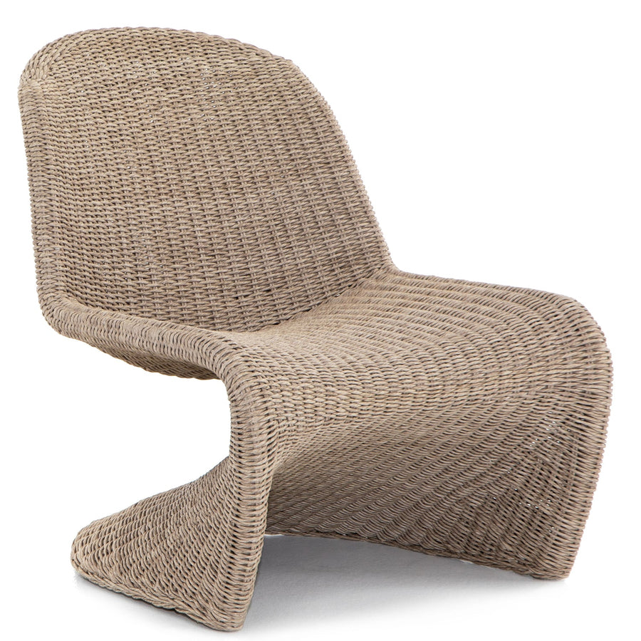 PORTIA INDOOR - OUTDOOR WICKER LOUNGE CHAIR: ANTIQUE WHITE