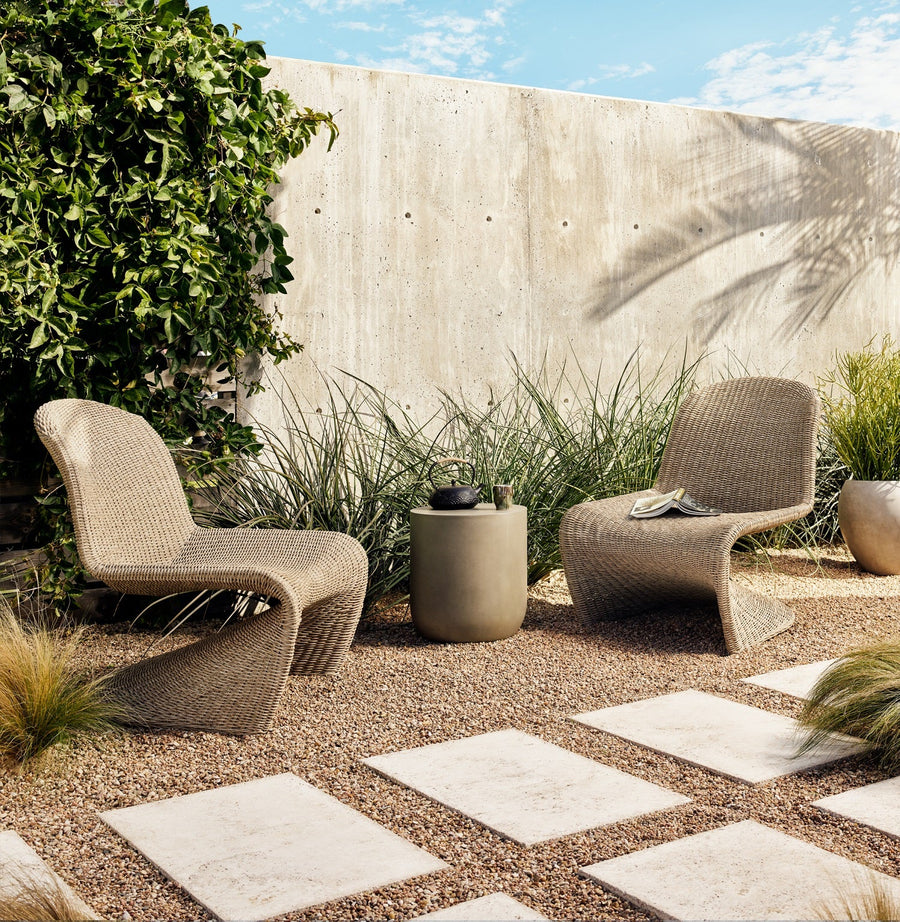 PORTIA INDOOR - OUTDOOR WICKER LOUNGE CHAIR: ANTIQUE WHITE