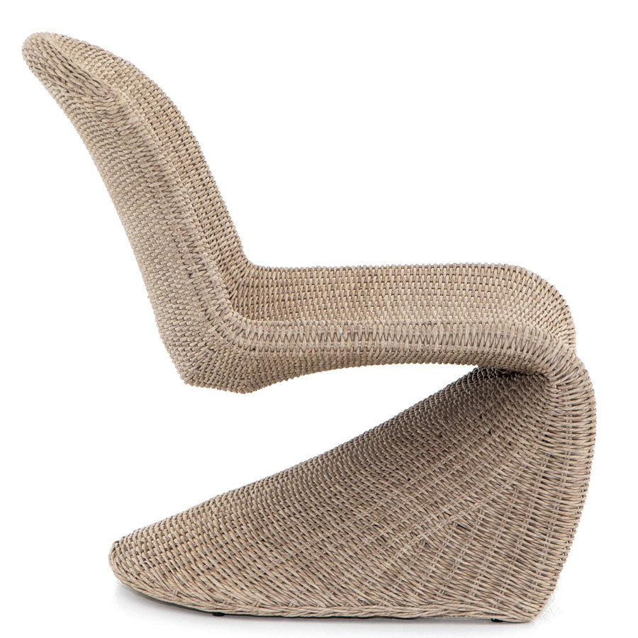 PORTIA INDOOR - OUTDOOR WICKER LOUNGE CHAIR: ANTIQUE WHITE