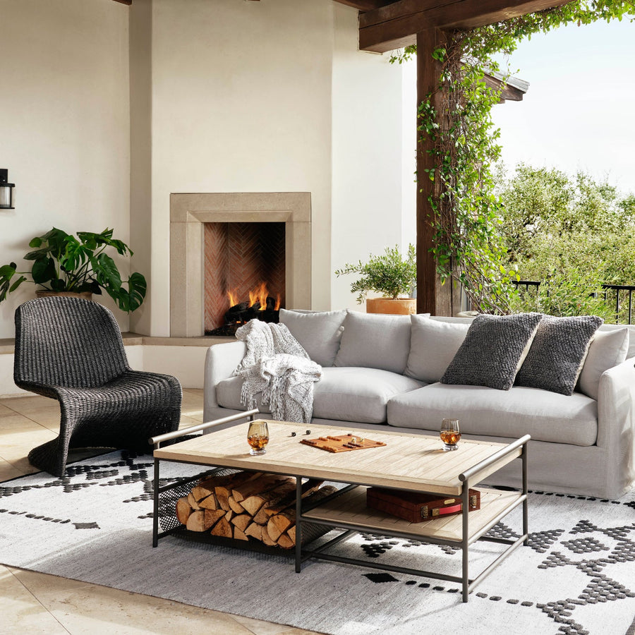 PORTIA INDOOR - OUTDOOR WICKER LOUNGE CHAIR: VINTAGE COAL