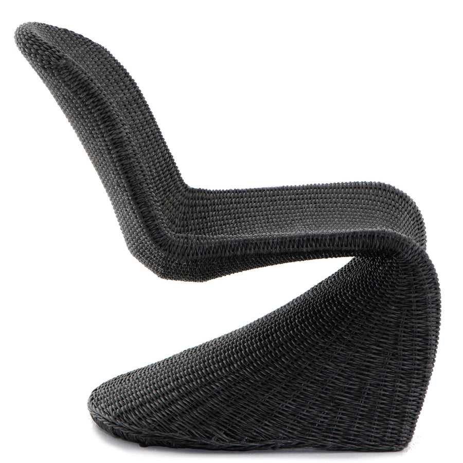 PORTIA INDOOR - OUTDOOR WICKER LOUNGE CHAIR: VINTAGE COAL