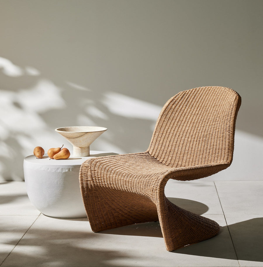 PORTIA INDOOR - OUTDOOR WICKER LOUNGE CHAIR: VINTAGE NATURAL