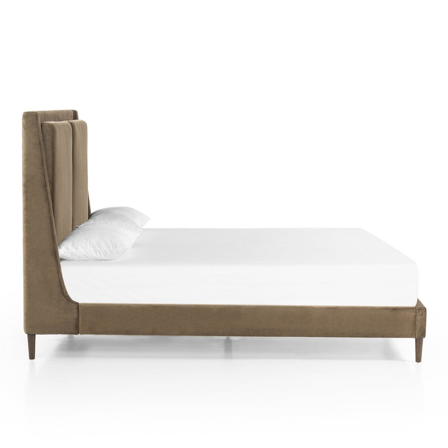 POTTER OLIVE VELVET UPHOLSTERED BED