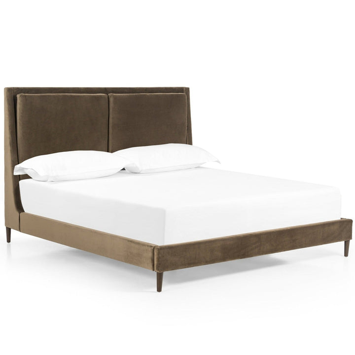 POTTER OLIVE VELVET UPHOLSTERED BED