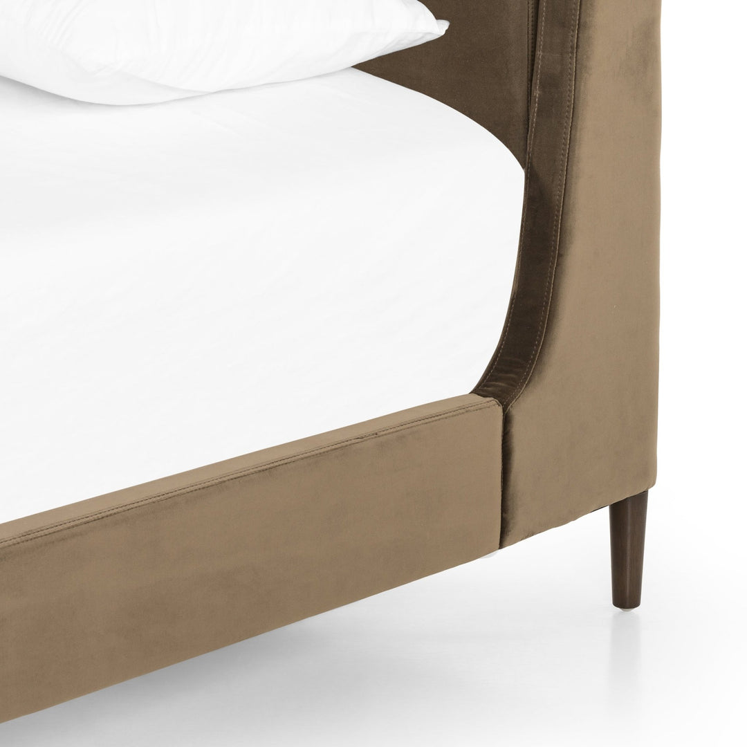 POTTER OLIVE VELVET UPHOLSTERED BED