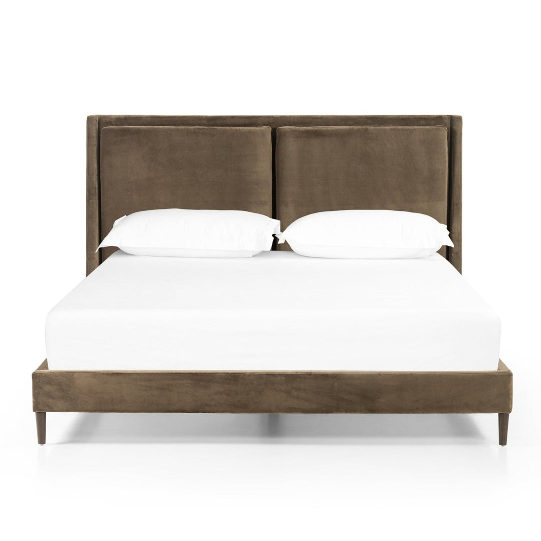 POTTER OLIVE VELVET UPHOLSTERED BED