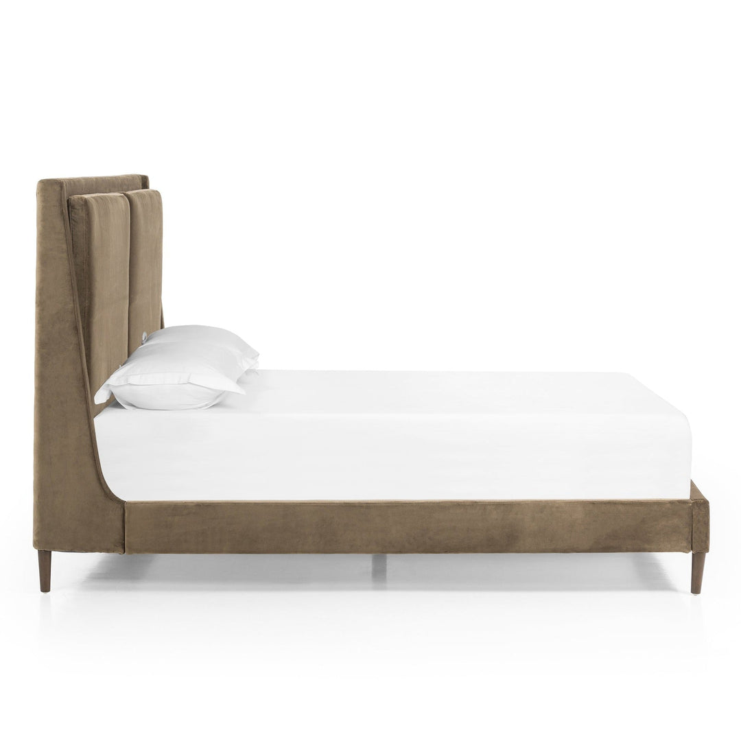 POTTER OLIVE VELVET UPHOLSTERED BED