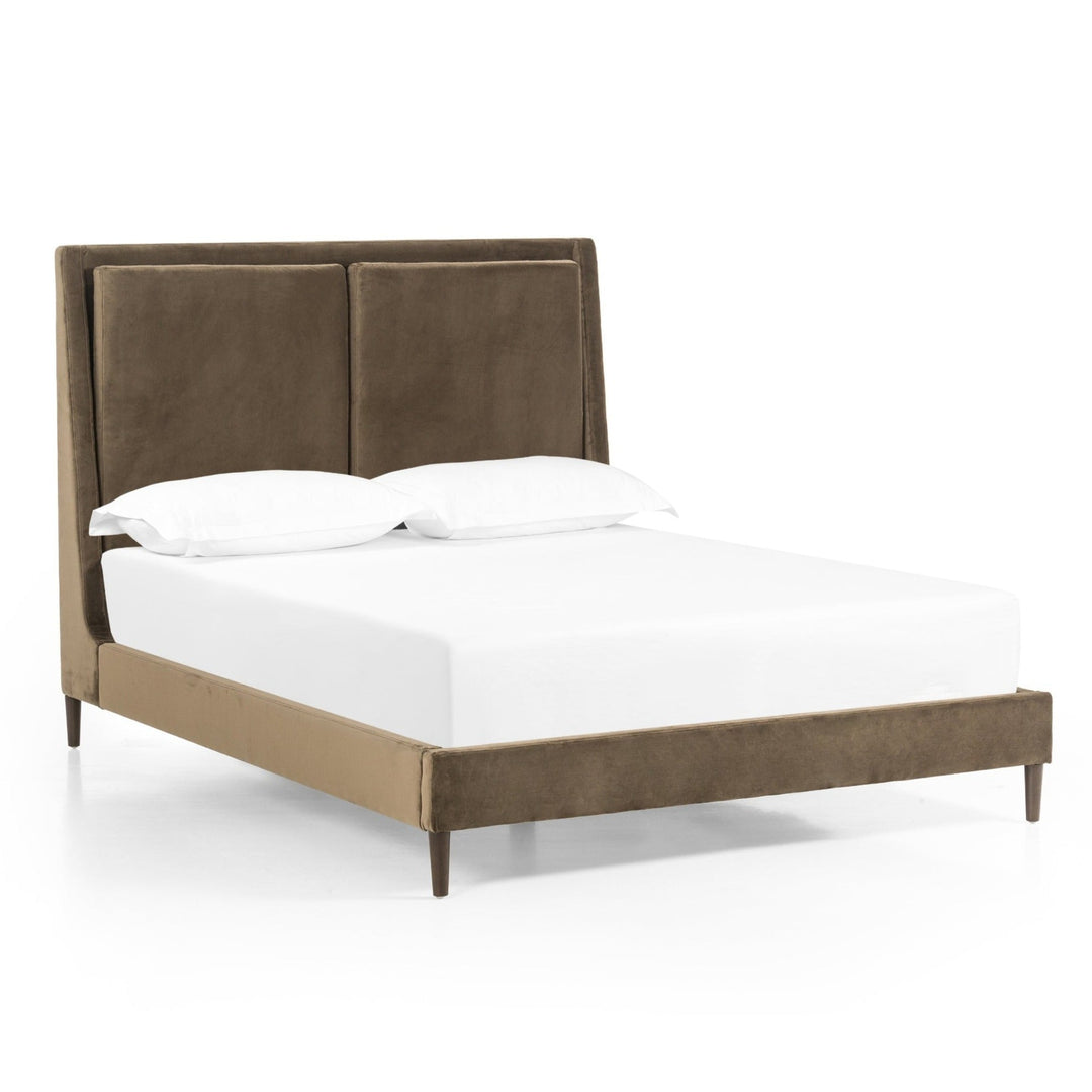 POTTER OLIVE VELVET UPHOLSTERED BED