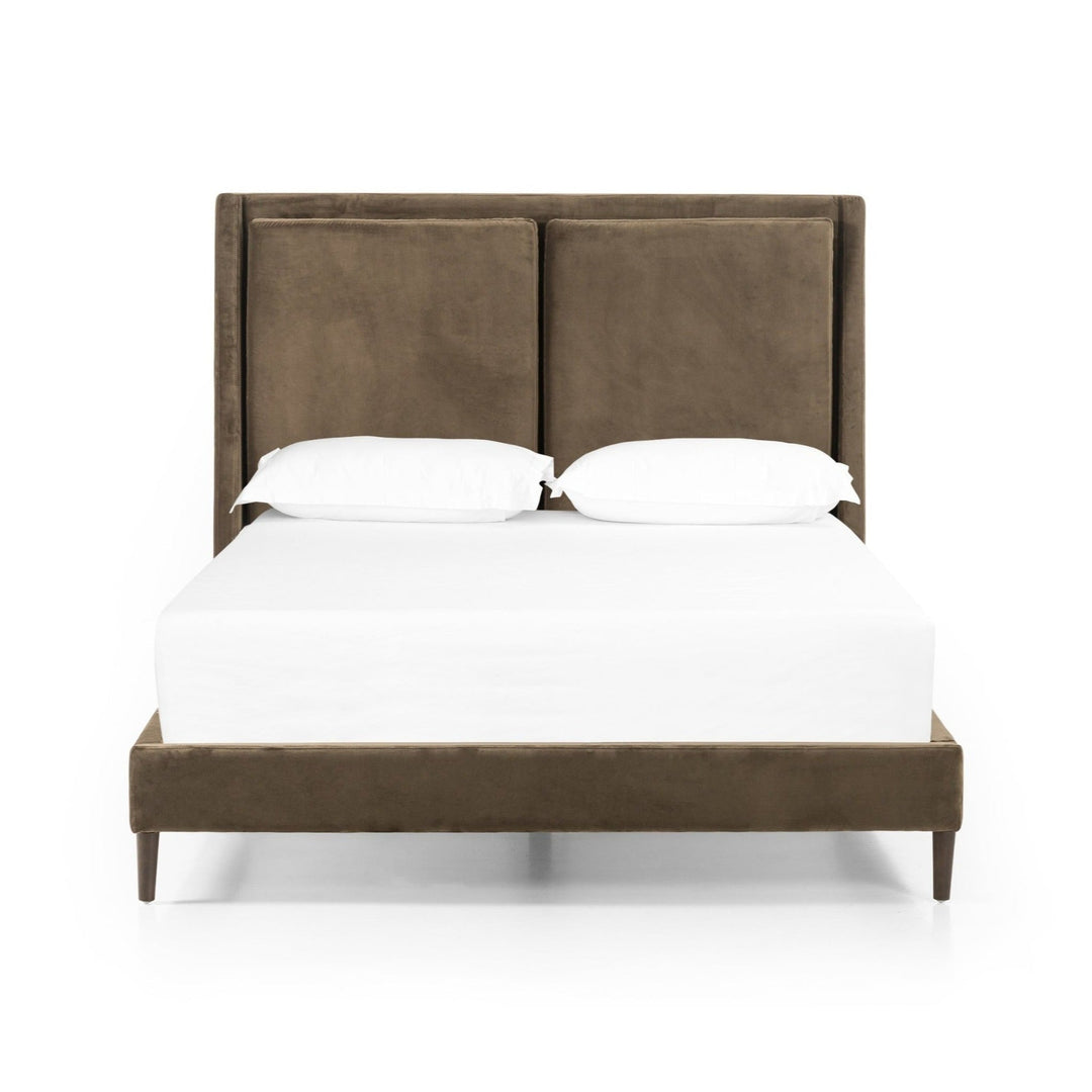 POTTER OLIVE VELVET UPHOLSTERED BED