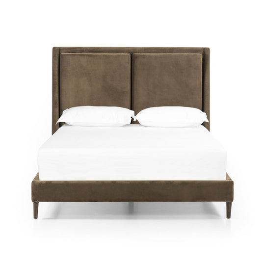 POTTER OLIVE VELVET UPHOLSTERED BED