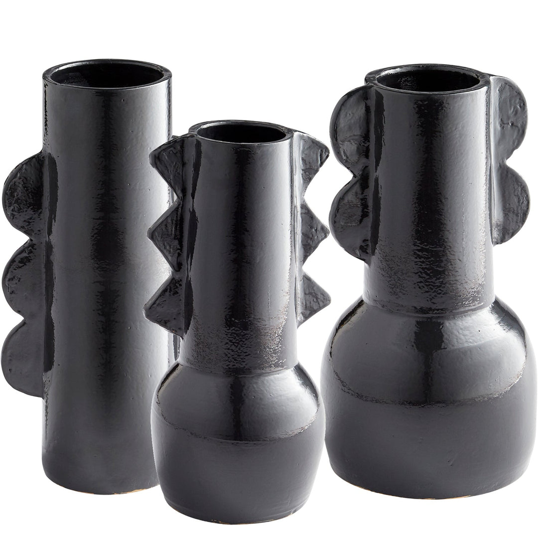 POTTERI GLAZED BLACK TERRACOTTA VASES