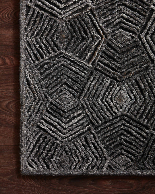 PRESCOTT POLYESTER, WOOL + VISCOSE RUG: CHARCOAL