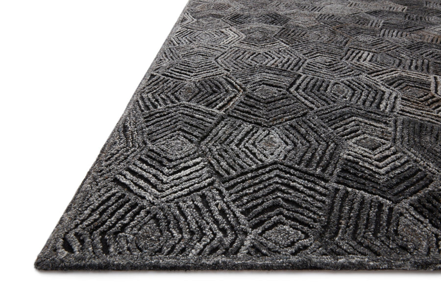 PRESCOTT POLYESTER, WOOL + VISCOSE RUG: CHARCOAL