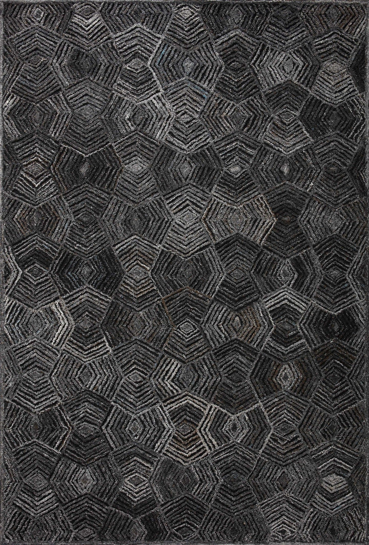 PRESCOTT POLYESTER, WOOL + VISCOSE RUG: CHARCOAL