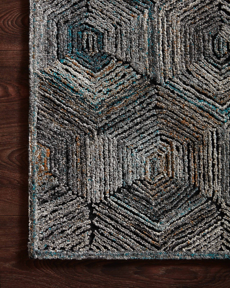 PRESCOTT POLYESTER, WOOL + VISCOSE RUG: METAL