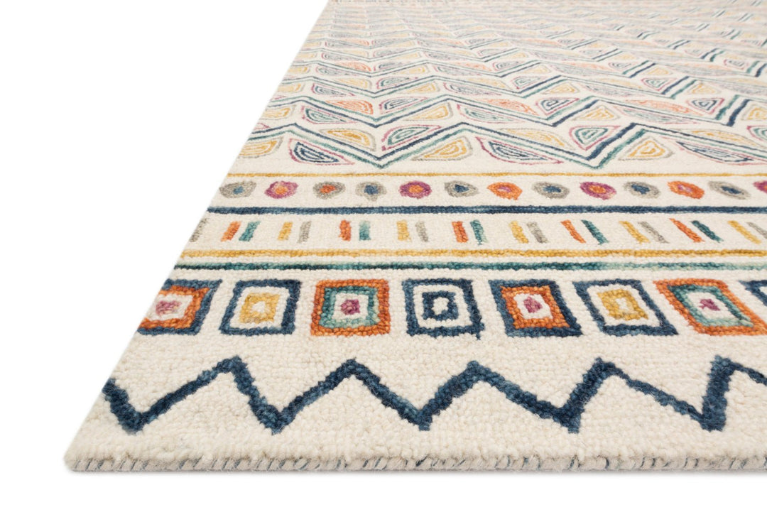 PRITI 03 HOOKED WOOL RUG: IVORY, MULTI