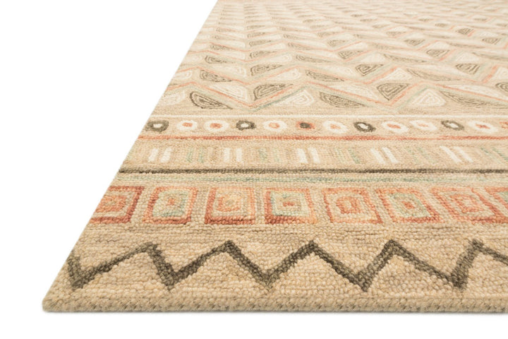 PRITI 08 HOOKED WOOL RUG: KHAKI, RUST