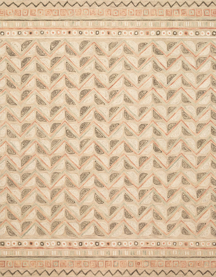 PRITI 08 HOOKED WOOL RUG: KHAKI, RUST