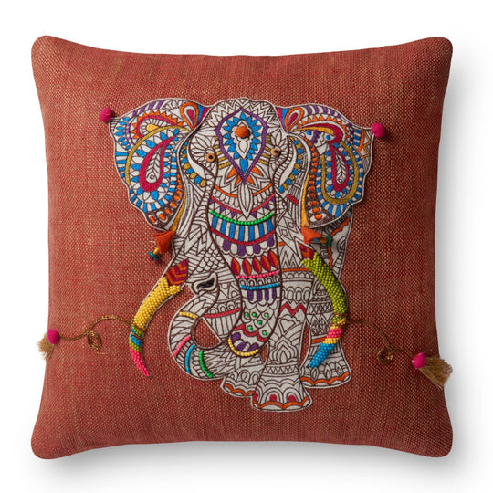 PRIYA BEADED ELEPHANT ACCENT PILLOW