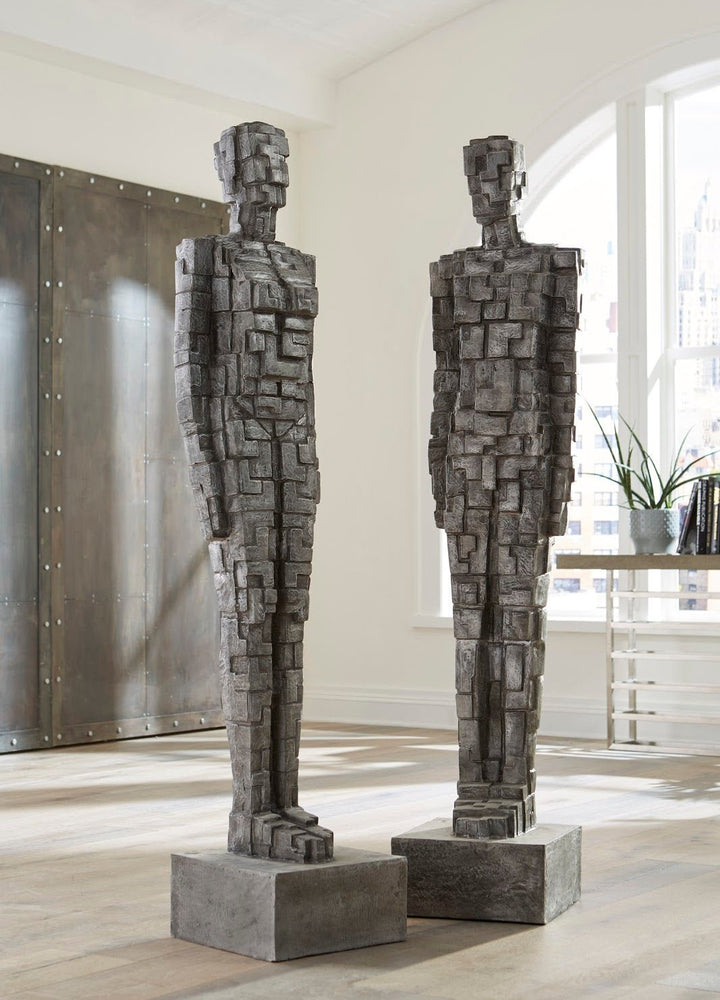 PUZZLE MAN SCULPTURE BLACK/ALUMINUM ALUMINUM