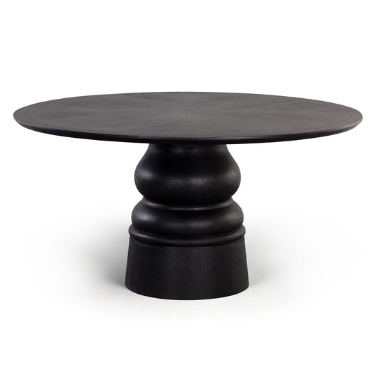 QUINTON 60" ROUND DINING TABLE - BLACK - FRONT VIEW