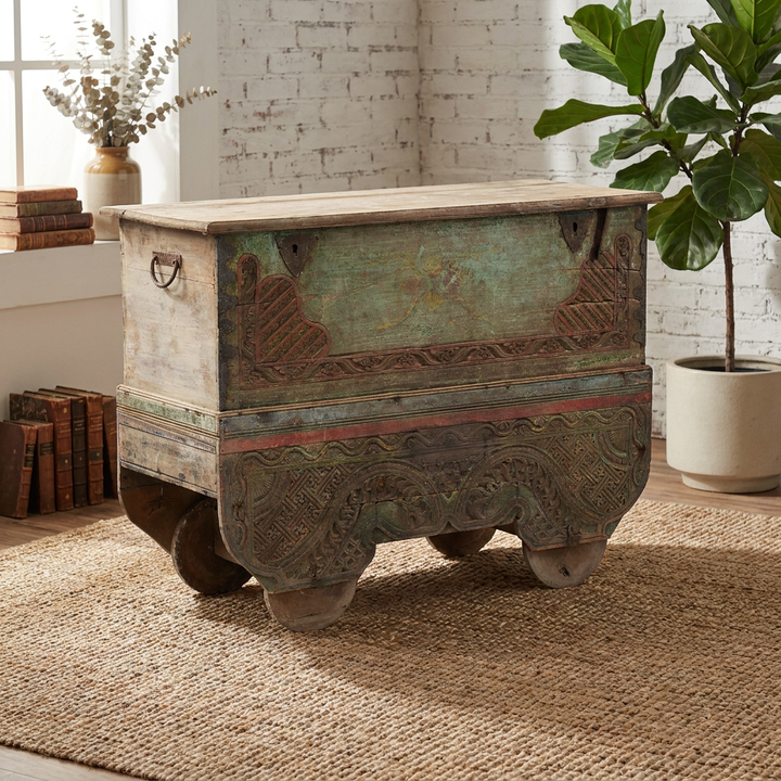 ORIGINAL ANTIQUE JAVANESE TRUNK CHEST
