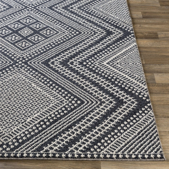 RADKA INDOOR - OUTDOOR RUG: CHARCOAL + WHITE