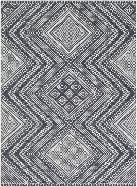 RADKA INDOOR - OUTDOOR RUG: CHARCOAL + WHITE