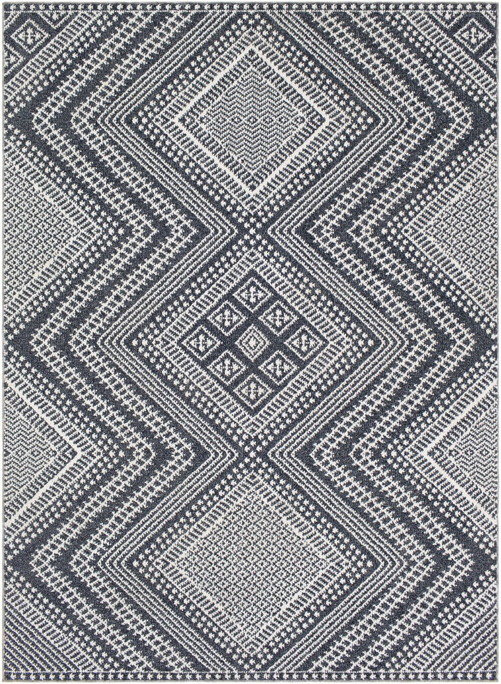 RADKA INDOOR - OUTDOOR RUG: CHARCOAL + WHITE