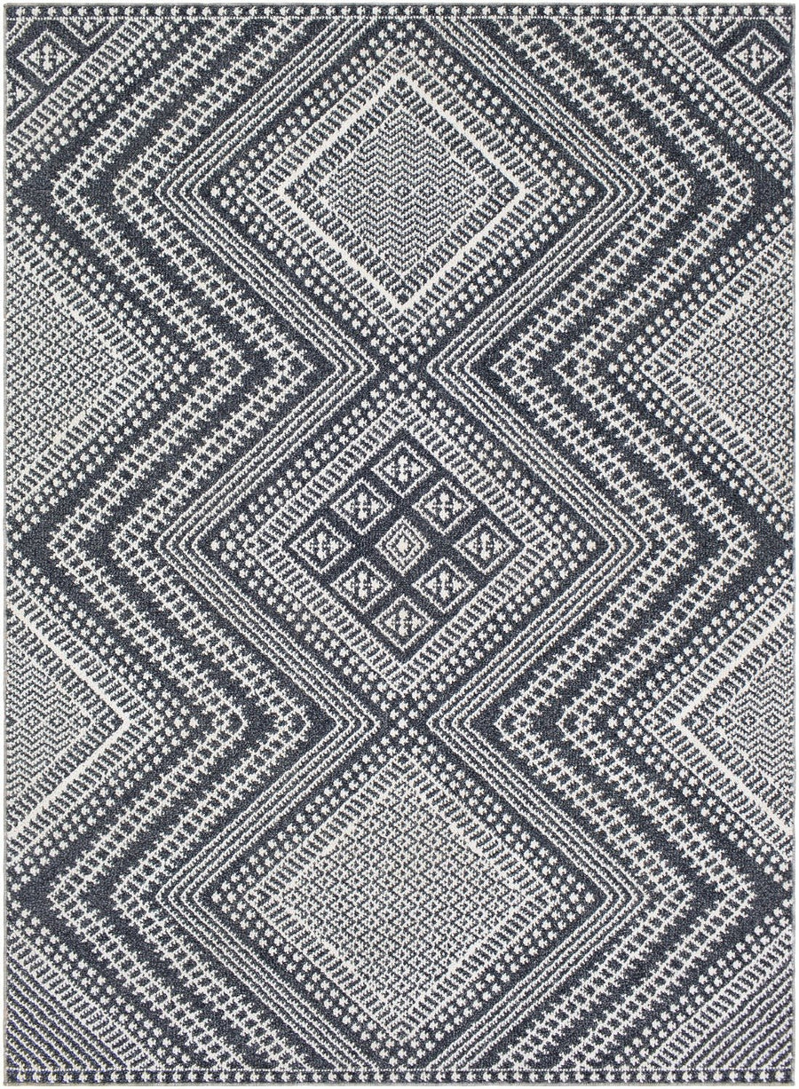 RADKA INDOOR - OUTDOOR RUG: CHARCOAL + WHITE