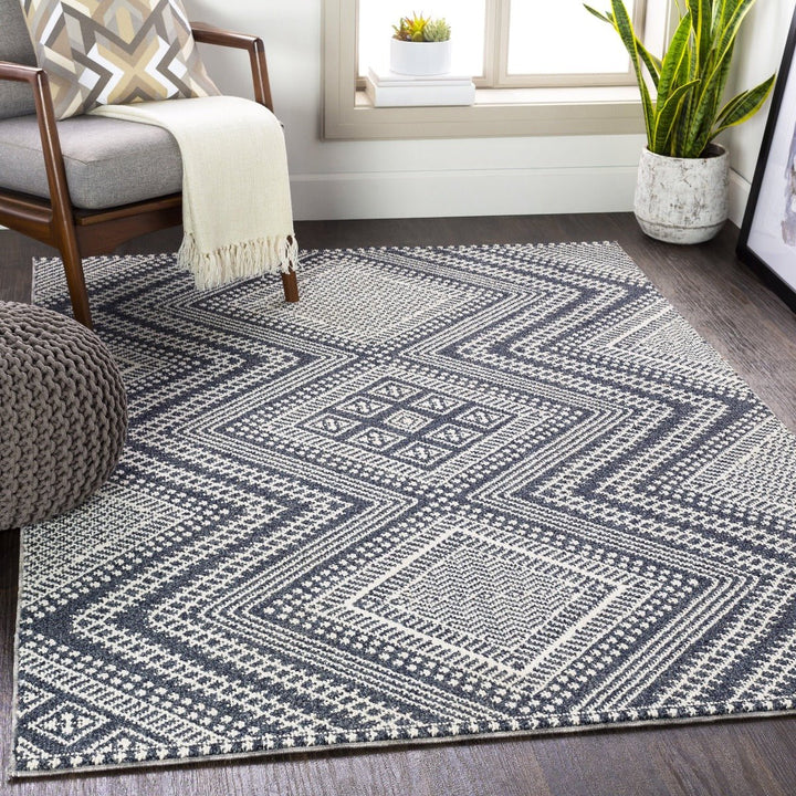 RADKA INDOOR - OUTDOOR RUG: CHARCOAL + WHITE