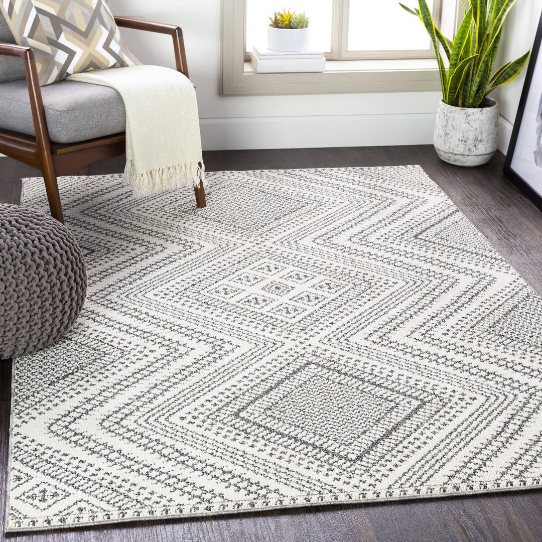 RADKA INDOOR - OUTDOOR RUG: CHARCOAL + WHITE