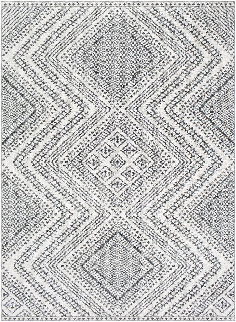 RADKA INDOOR - OUTDOOR RUG: CHARCOAL + WHITE