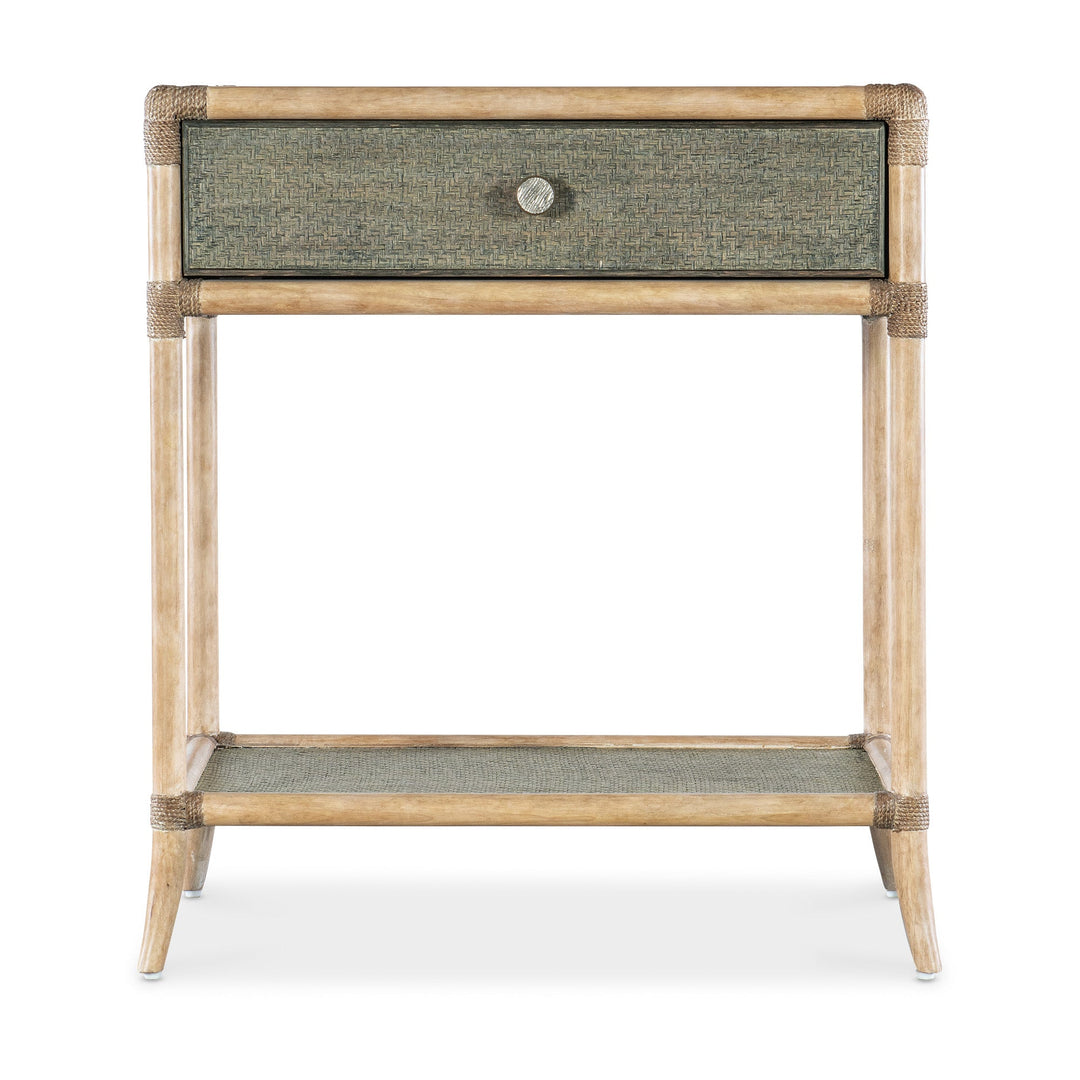 RAFFIA POLE RATTAN BEDSIDE TABLE