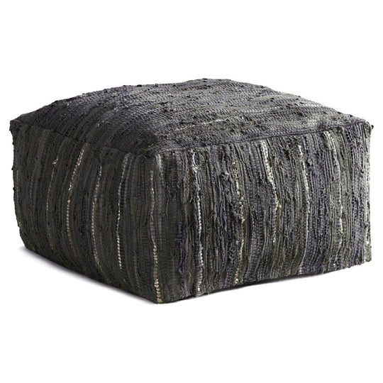 RAG LEATHER FLOOR OTTOMAN: SLATE