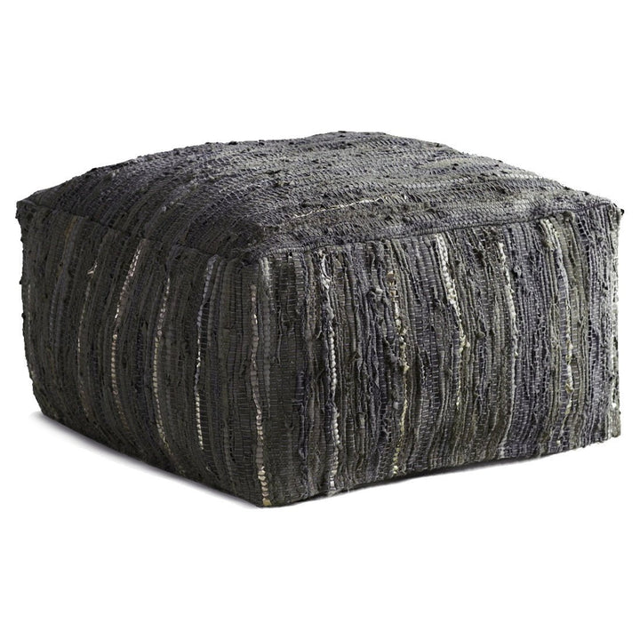 RAG LEATHER FLOOR OTTOMAN: SLATE