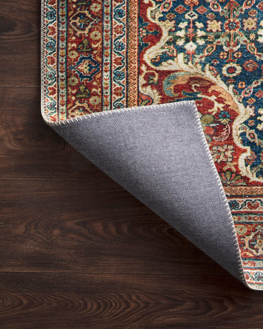RAJIT VINTAGE PRINT FLAT RUG: BLUE, SPICE