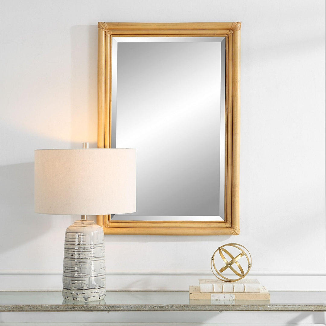 RATTAN POLE VANITY MIRROR