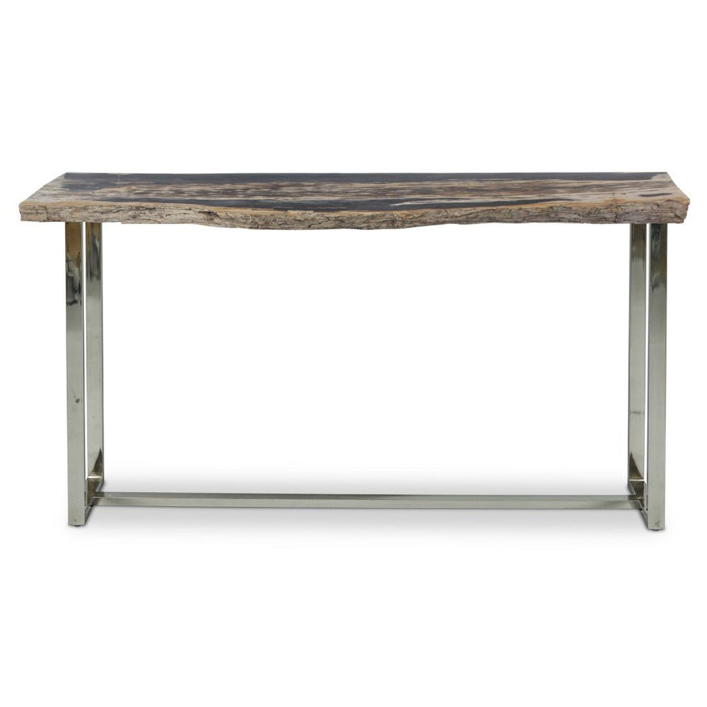 RAW EDGE PETRIFIED WOOD CONSOLE TABLE: DARK