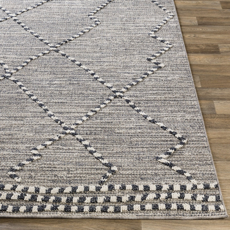 RAYME INDOOR - OUTDOOR RUG: GREY + CHARCOAL