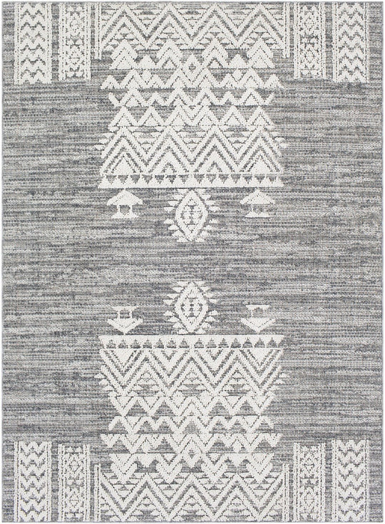 RAYMIE INDOOR - OUTDOOR RUG: GREY + WHITE