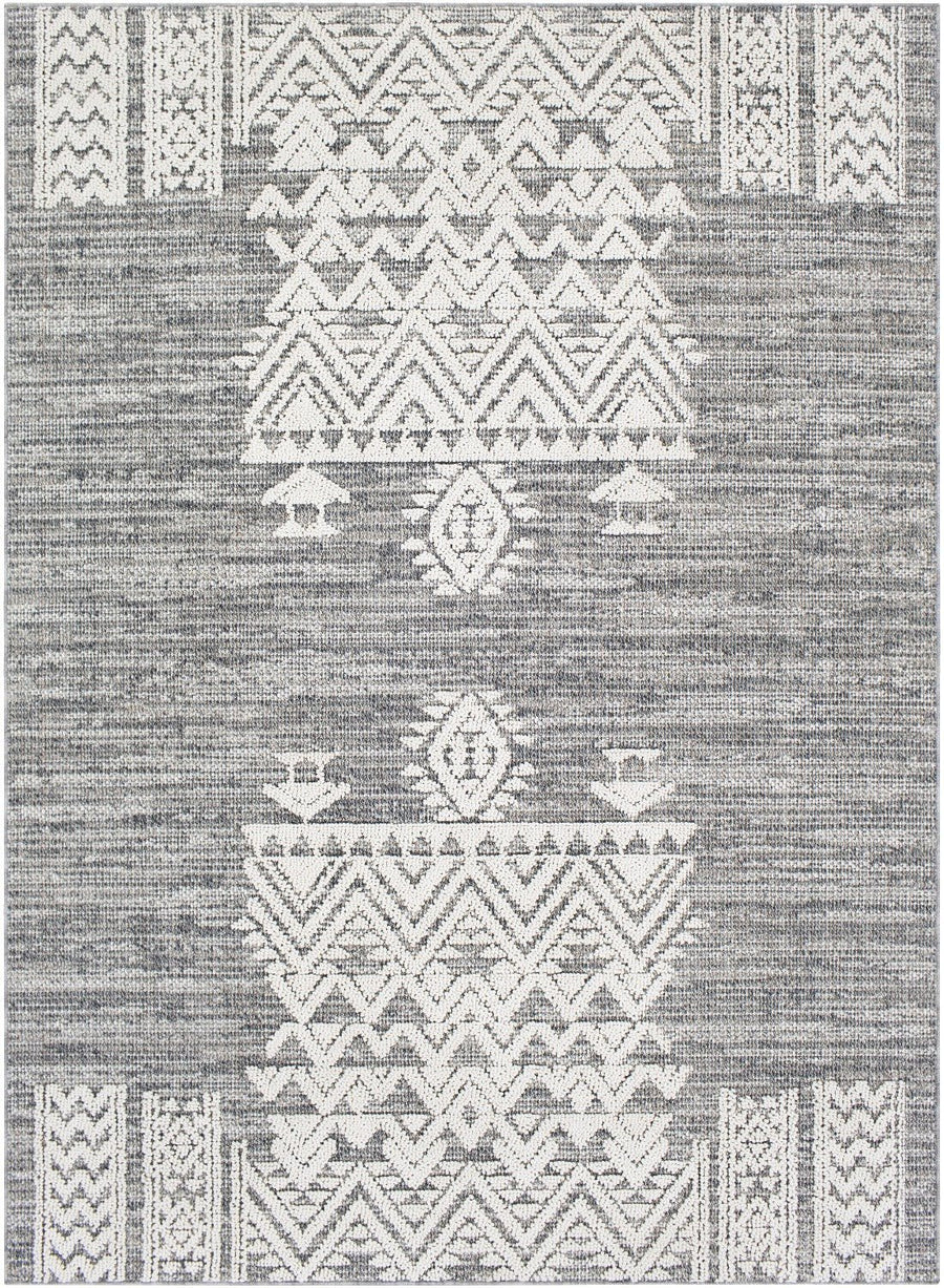 RAYMIE INDOOR - OUTDOOR RUG: GREY + WHITE