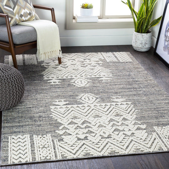 RAYMIE INDOOR - OUTDOOR RUG: GREY + WHITE