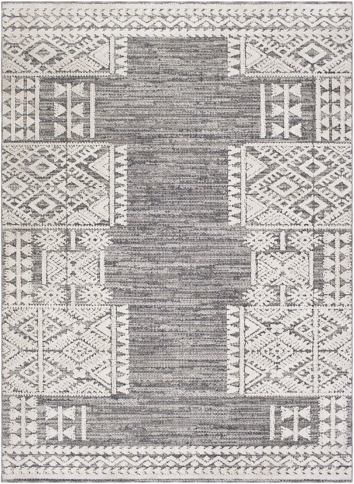 RAYNOR INDOOR - OUTDOOR RUG: GREY + WHITE