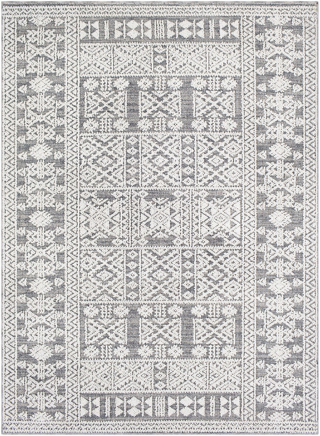 RAYSEL INDOOR - OUTDOOR RUG: GREY + WHITE