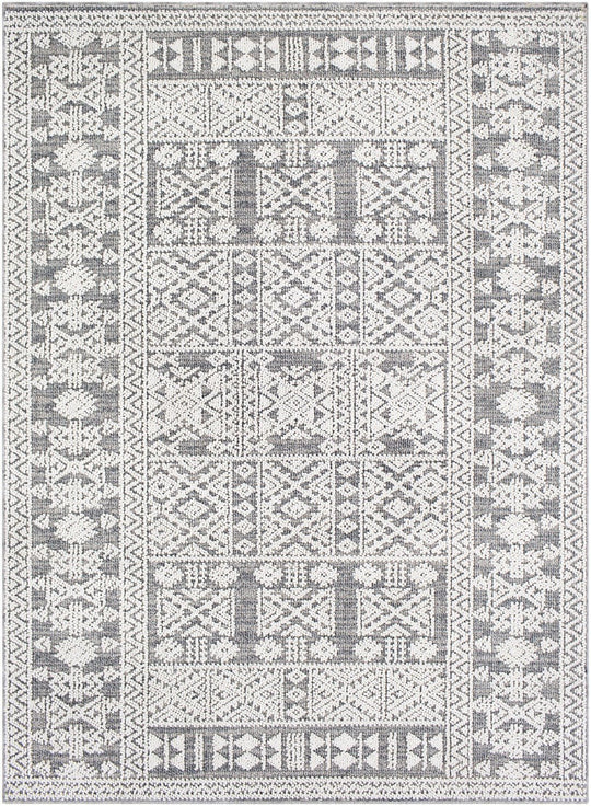 RAYSEL INDOOR - OUTDOOR RUG: GREY + WHITE