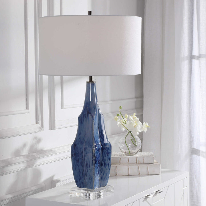 REACTIVE INDIGO BLUE GLAZE CERAMIC LAMP