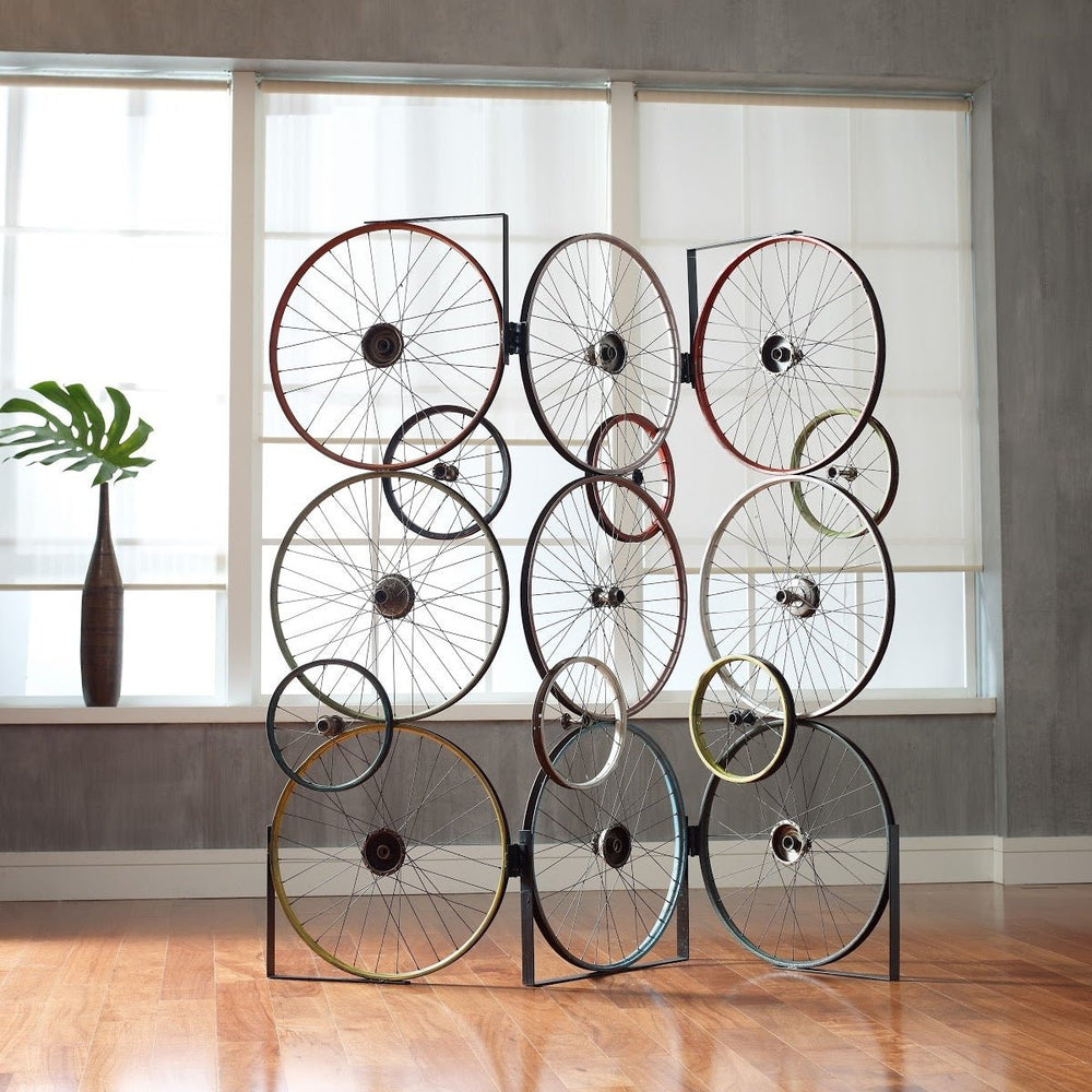 RECYCLED BICYCLE WHEEL SCREEN SCULPTURE