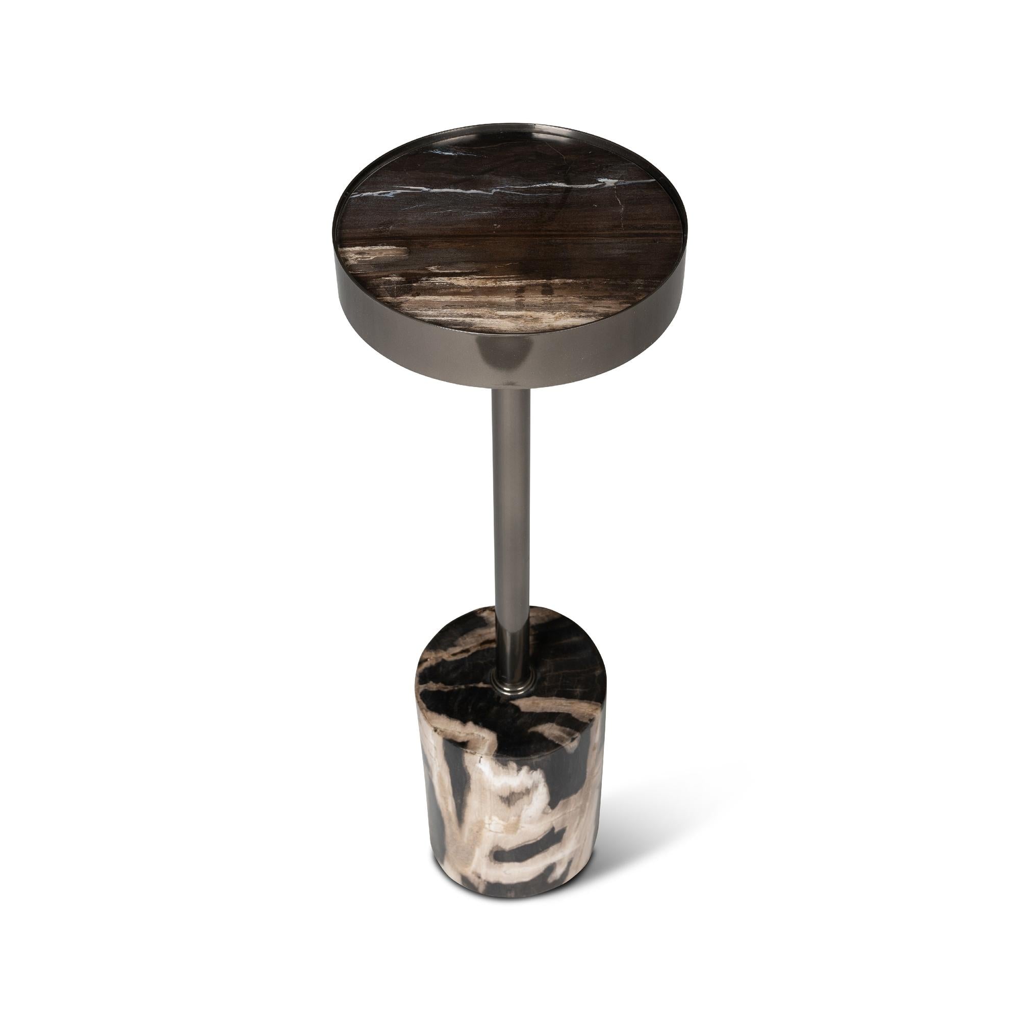 RELIQUE TABITHA PETRIFIED WOOD DRINK TABLE IN UNIQUE DESIGN